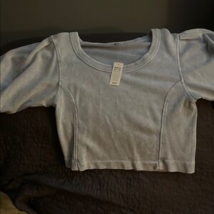 Aerie Light Blue Ribbed Top